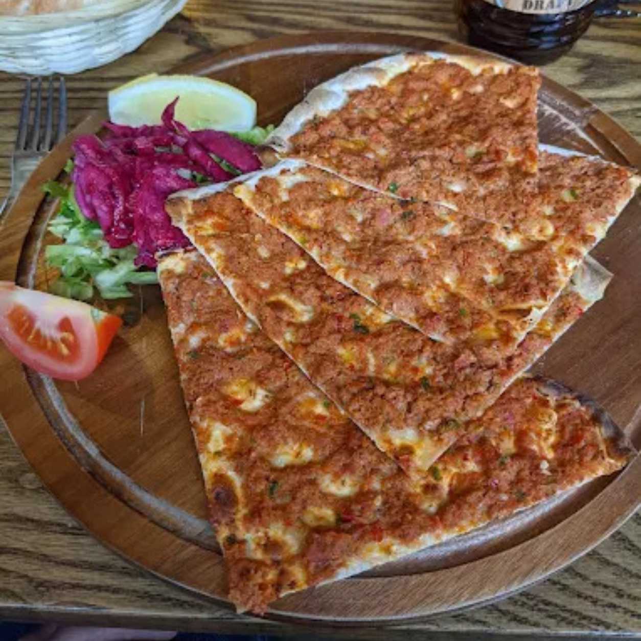 Crispy Lahmacun served at Enfes Turkish Restaurant in Sunderland